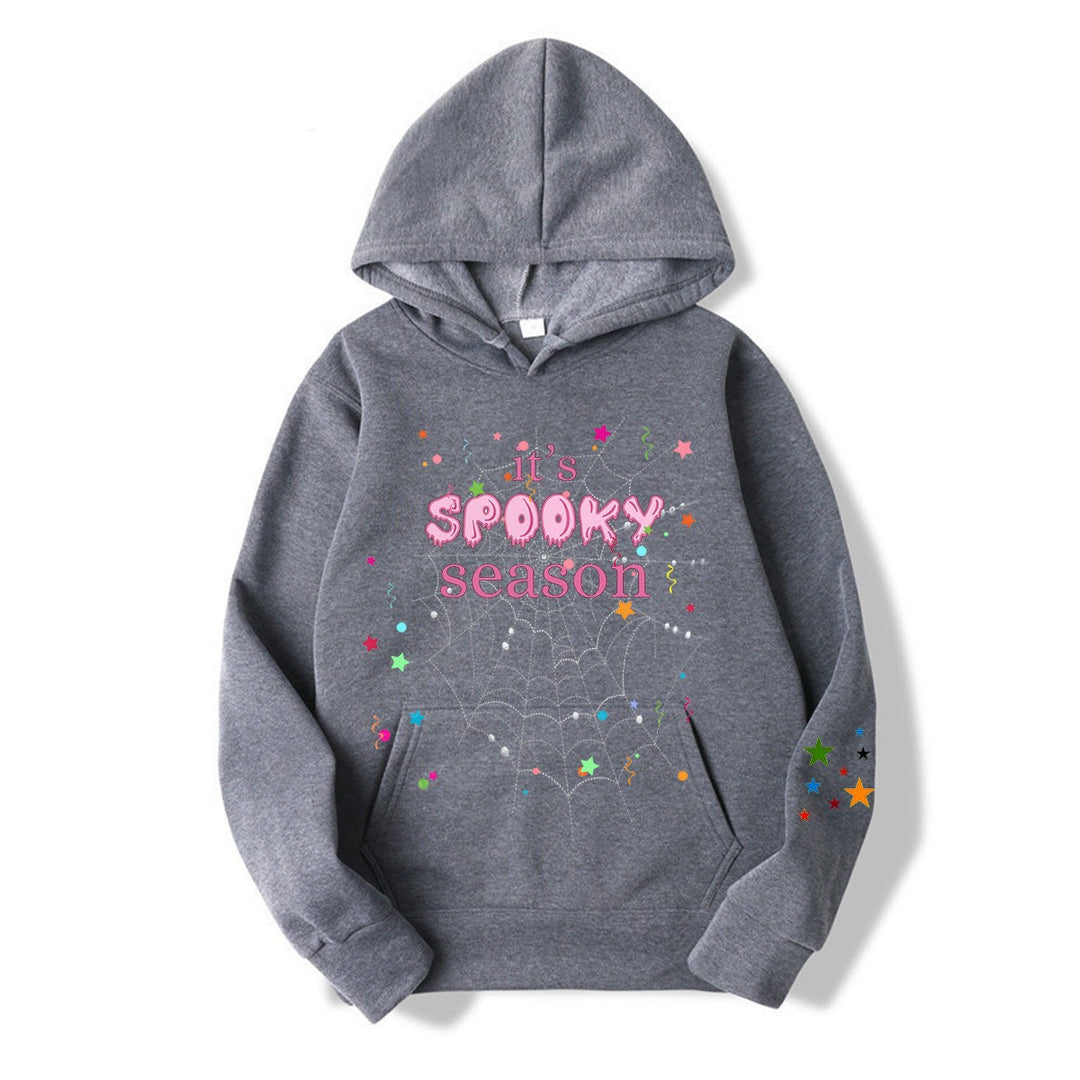 Damer koselig hettegensere med grafisk Halloween-design Skjora