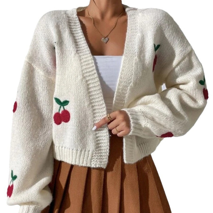 Kvinne cardigan med blomsterdesign og ekstravagant silhuett Skjora