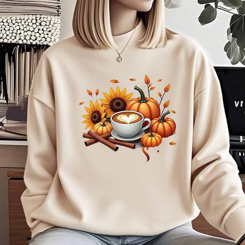 Dame sweatshirt med høstmotiv og spesiell trykk Skjora
