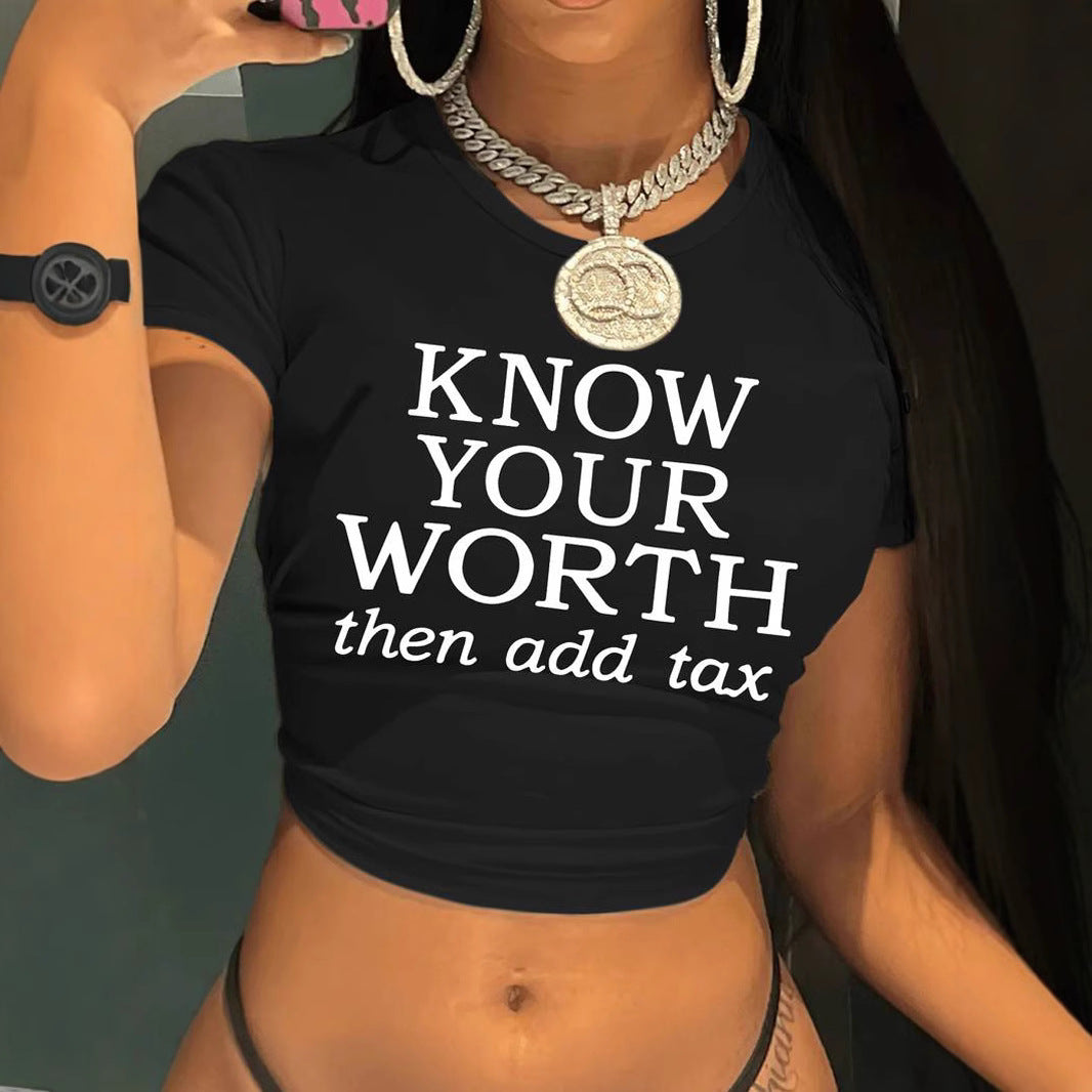 Dame Crop-T-skjorte med inspirerende tekst Skjora