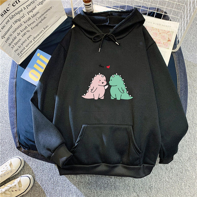 Damen Kapuzenpullover mit verspieltem Dinosaurier-Motiv Skjora