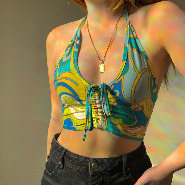 Damer stroppeløs Crop-Top med dekorativ knute Skjora