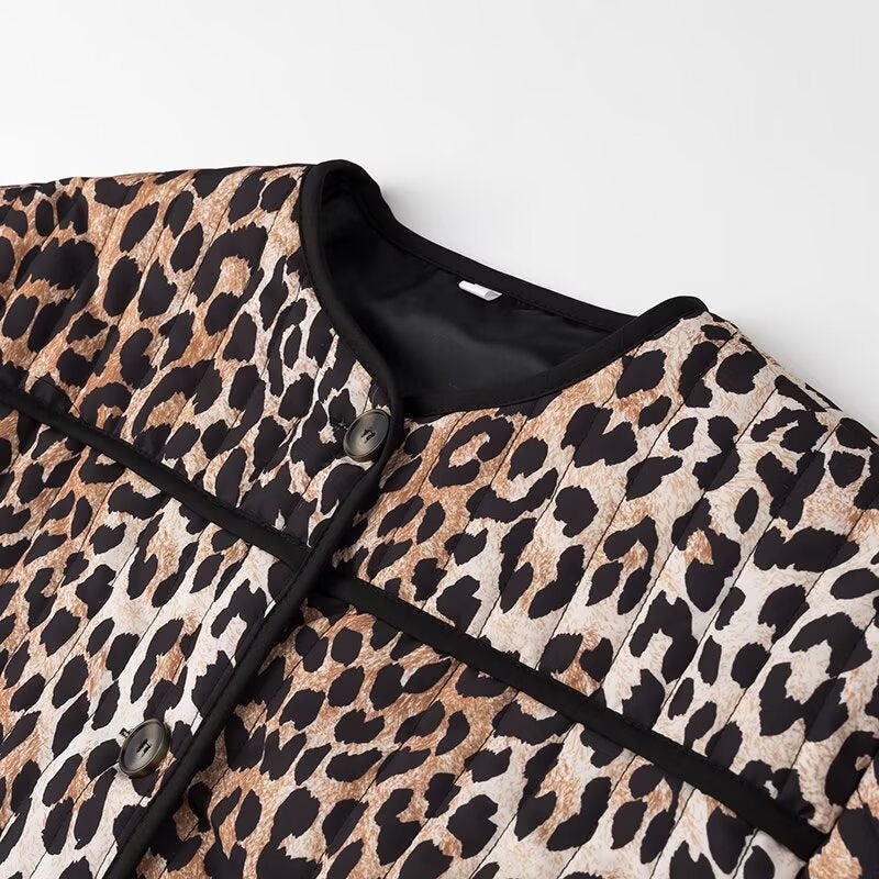 Dame moteklærjakke i trendy leopardmønster Skjora