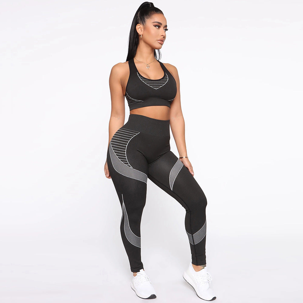 Damer sporty treningssett med høy ytelse BH og figurnær leggings Skjora