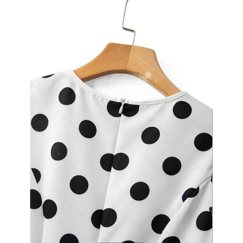 Dame Peplum-top med moderne prikker Skjora