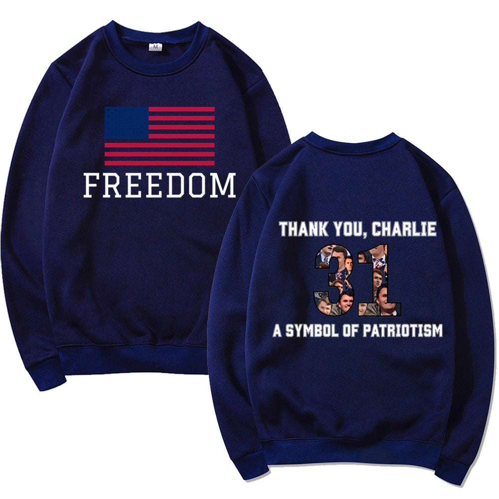 Kvinnesweatshirt med patriotisk trykk og mykt materiale Skjora