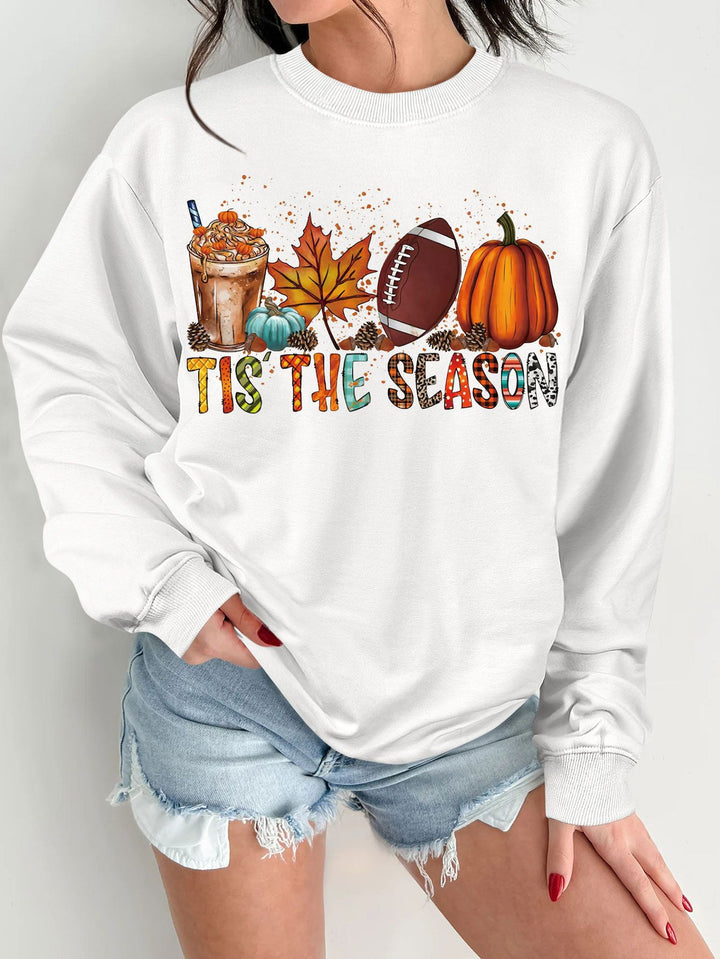 Dame sweatshirt med høstmotiv og avslappet snitt Skjora