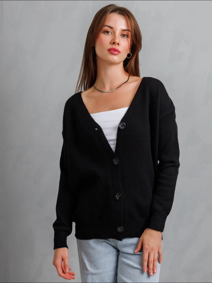 Dame koselig cardigan med knappdesign Skjora
