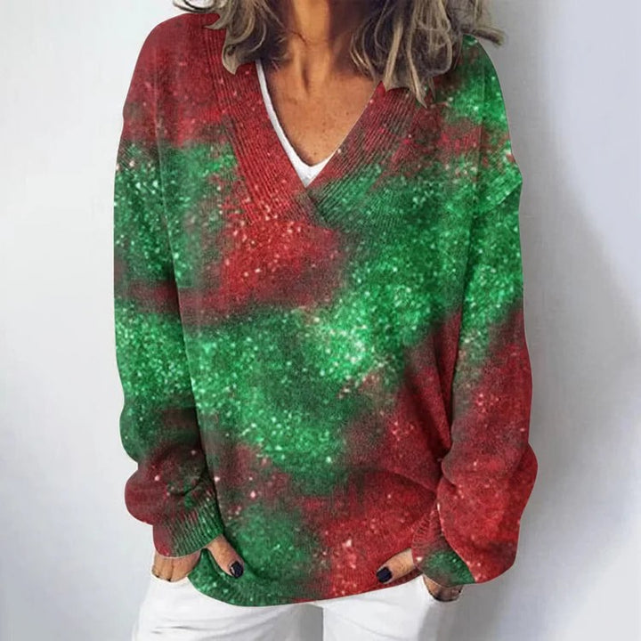 Ladies knitted sweater with detailed landscape pattern Skjora
