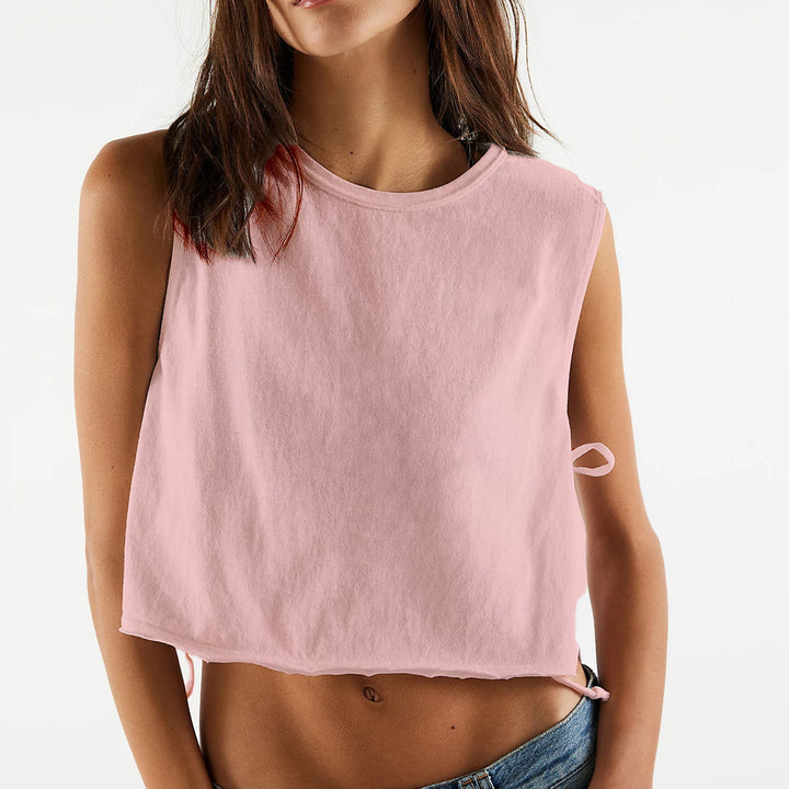 Dame casual cropped topp med sidet bånd Skjora