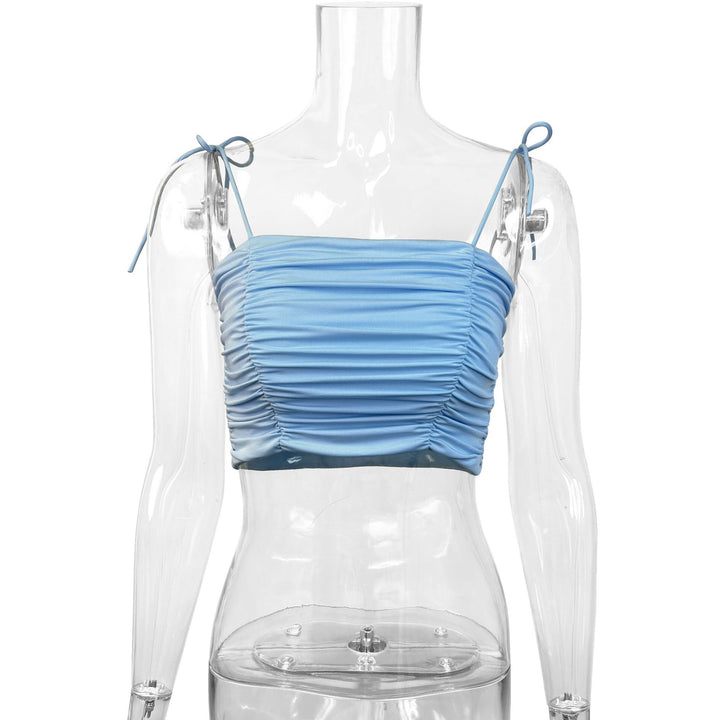 Dame Crop-Top med rynker og justerbare stropper Skjora