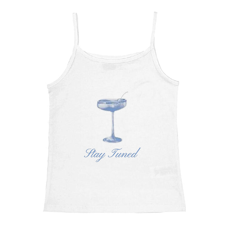 Dame ermeløs Camisole med frisk Cocktailmotiv Skjora