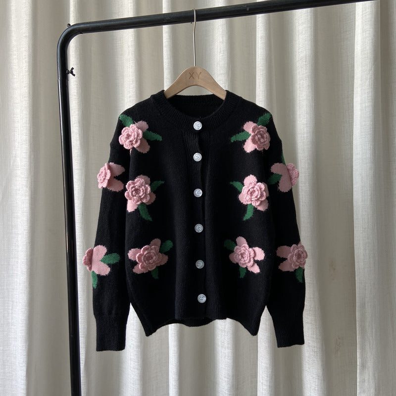 Dame cardigan med blomstermotiv Skjora