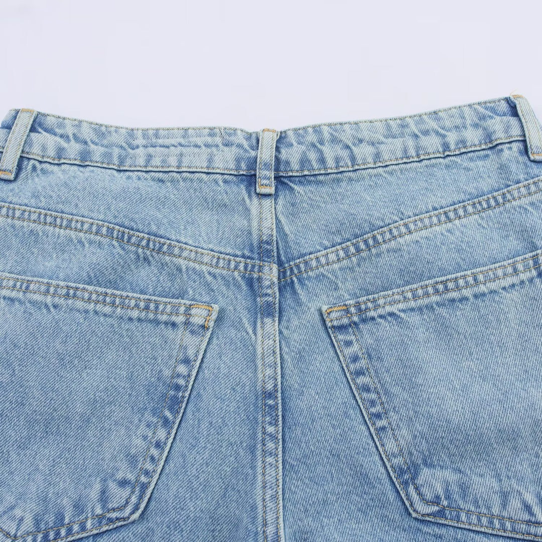 Dame vidde jeans med florale spissapplikasjoner Skjora