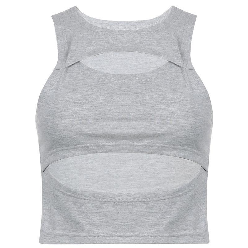 Dame sporty Crop-Top med cut-out-design og pustende stoff Skjora