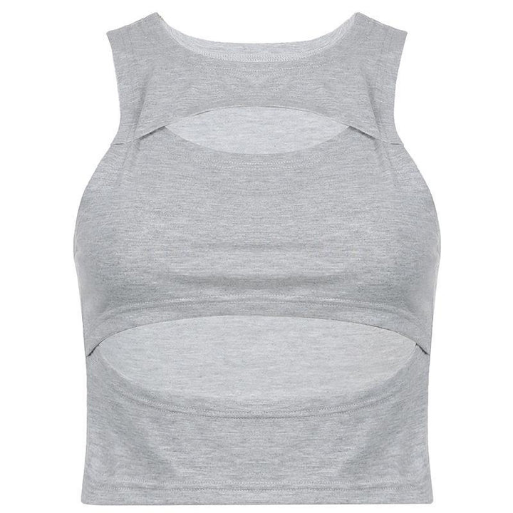 Dame sporty Crop-Top med cut-out-design og pustende stoff Skjora