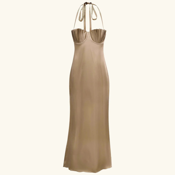 Damen Abendkleid mit tailliertem Oberteil und raffinierten Falten Skjora