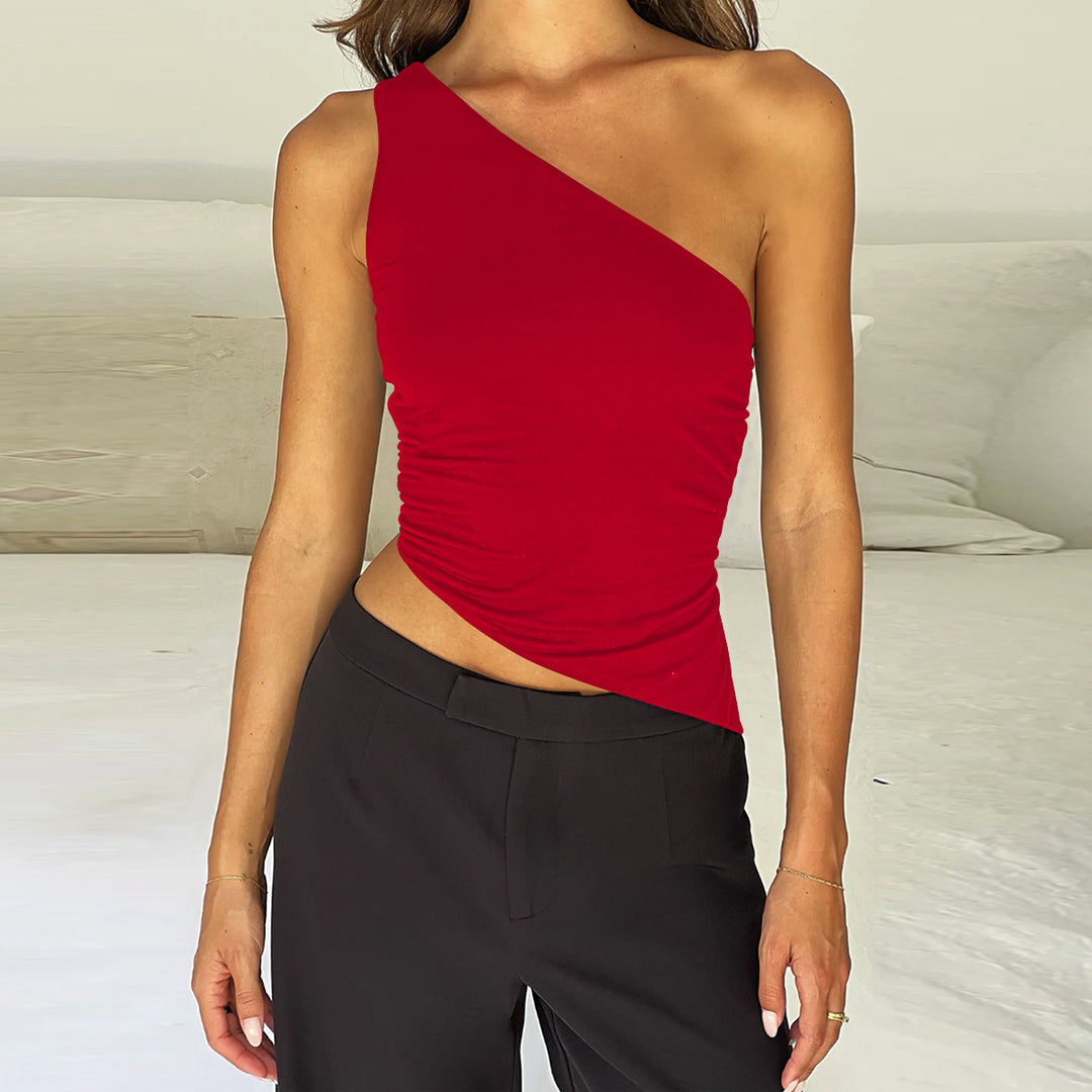 Women's Asymmetric Ruched Skirt Top