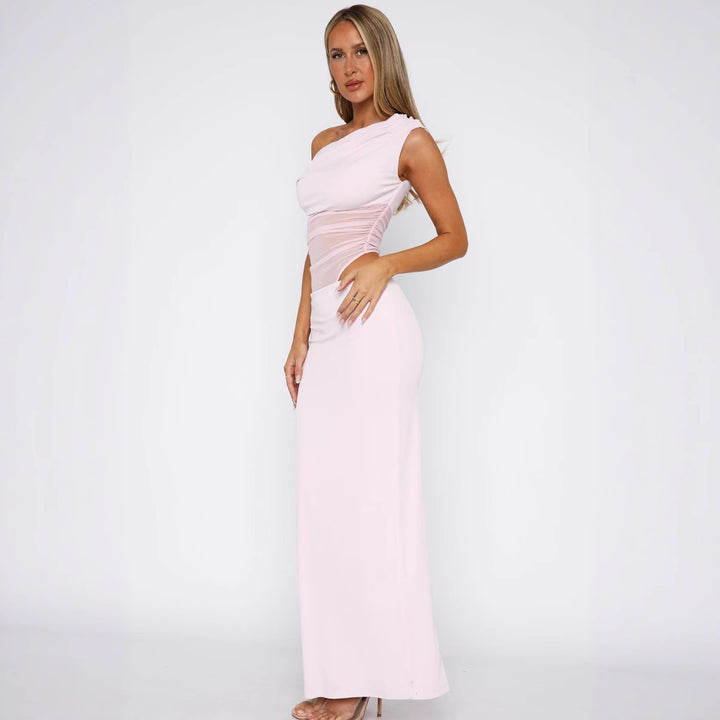 Damer Elegant Maxikjole med asymmetrisk snitt og transparente innsatser Skjora