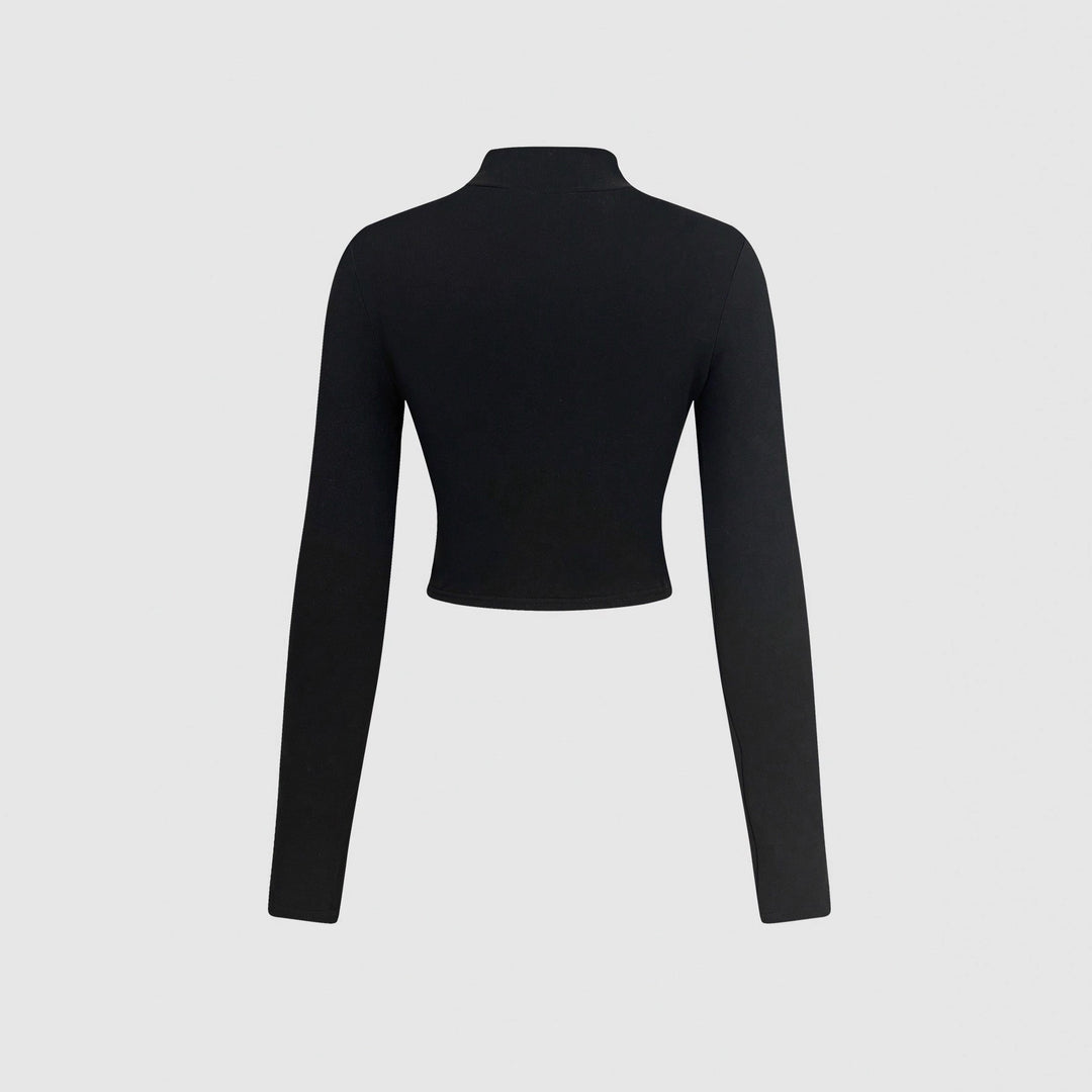 Kvinne Langermet Crop Topp med Kreativt Hjerte Design Skjora