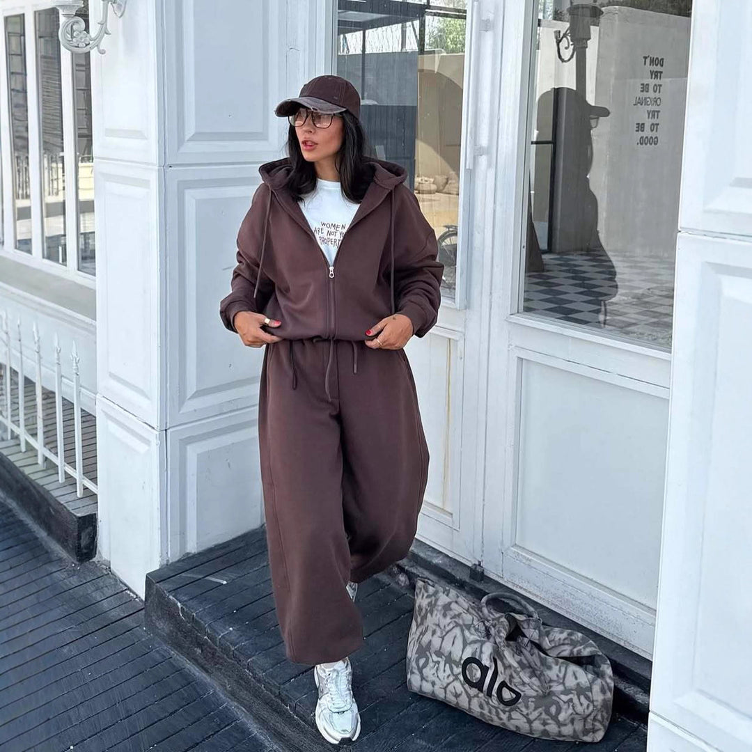 Damer Fleece Jumpsuit med Glidelås og Praktiske Lommer
