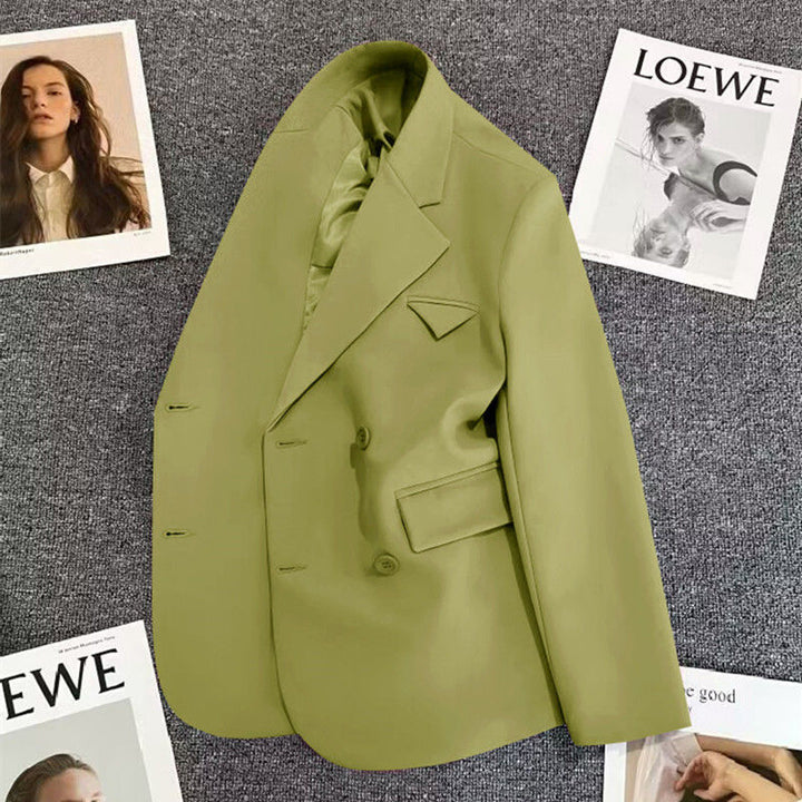 Damer elegant, tettsittende dobbelspent blazer med kreativ snitt Skjora
