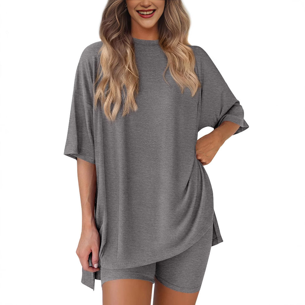 Dame Fritids-loungewear sett med oversized topp og shorts Skjora