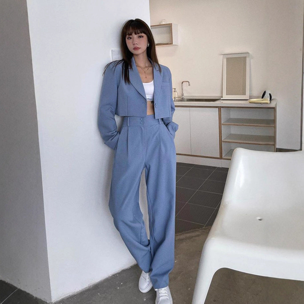 Kvinne Elegant og Moderne Blazer-Bukse Sett Skjora