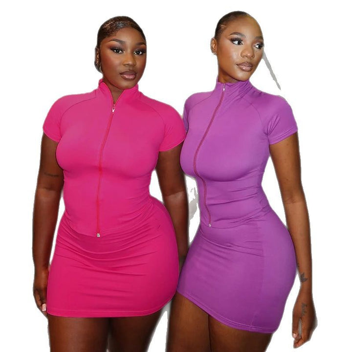 Women's sporty set with zip and fitted cut Skjora