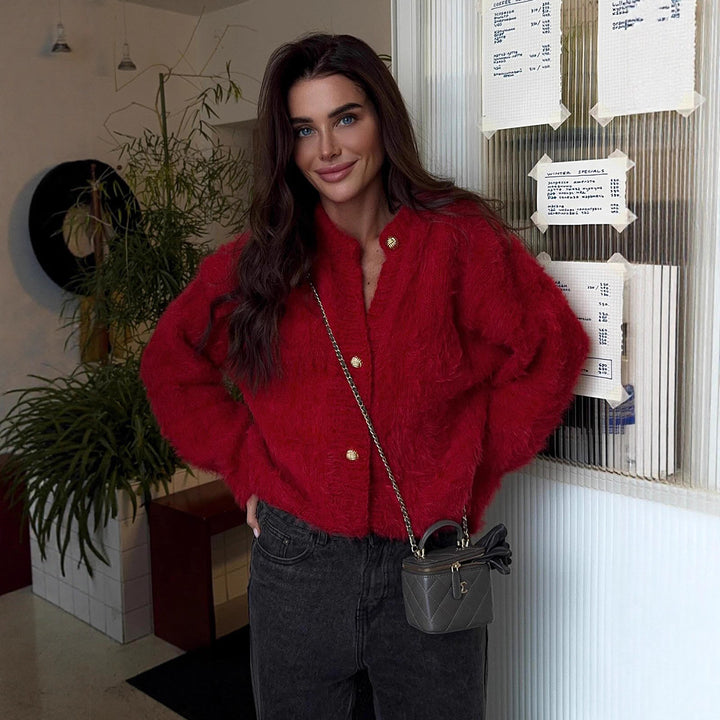 Kvinne Fluffy Strikkegenser laget av 100% Nylon med Casual Snitt Skjora