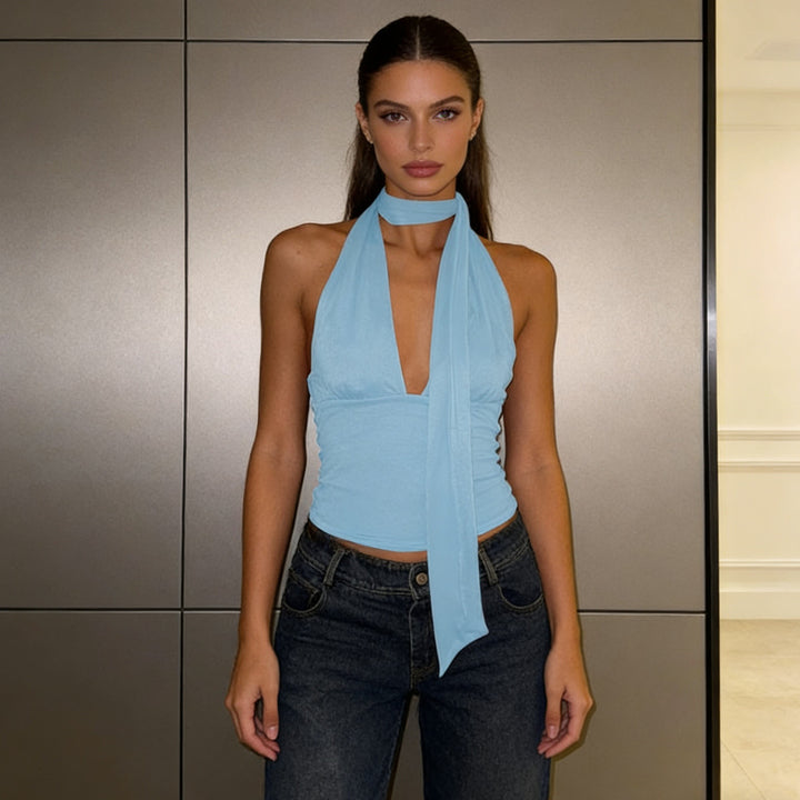 Dame Stilig Crop Top med smal Halskjede Skjora