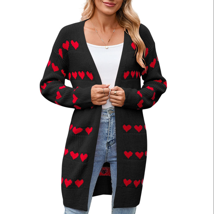 Kvinne cardigan med hjerteformet mønster Skjora