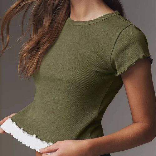 Dame Crop-Top med volangdetaljer Skjora