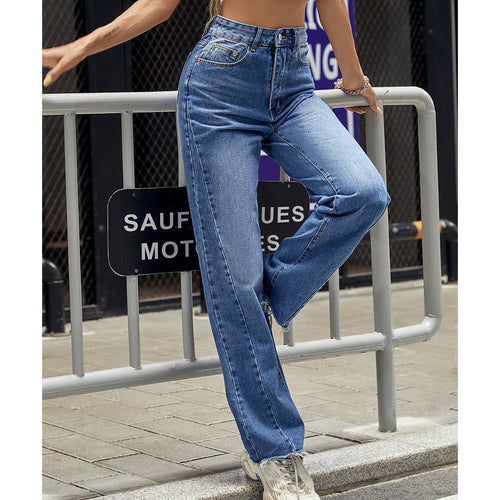 Damen High-Waist Jeans i klassisk snitt med avslappet bootcut Skjora