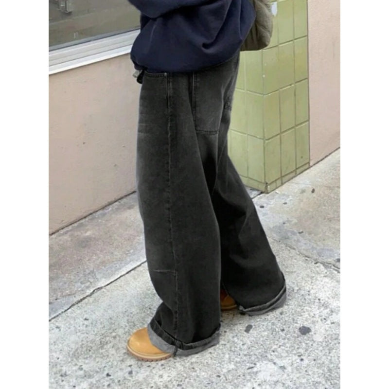 Dame High-Waist Baggy Jeans med unikt vaskeprosess Skjora