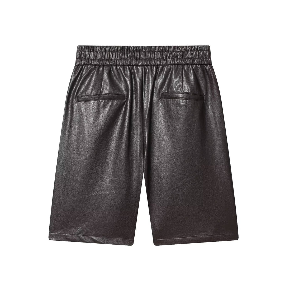Dame Kunstlærshorts med elastisk midje og stilige detaljer Skjora