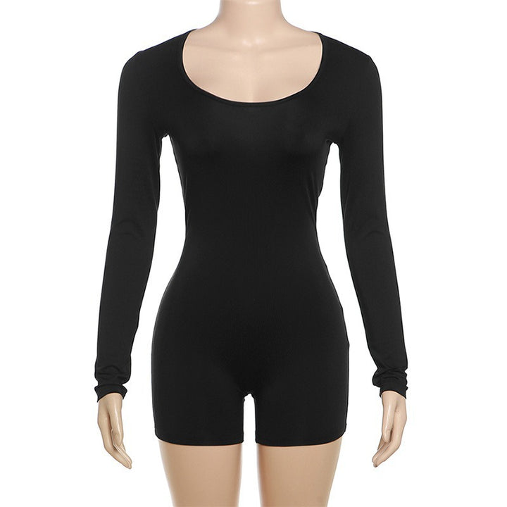 Damer Figurtilpasset Kortermet Jumpsuit med lang arm Skjora