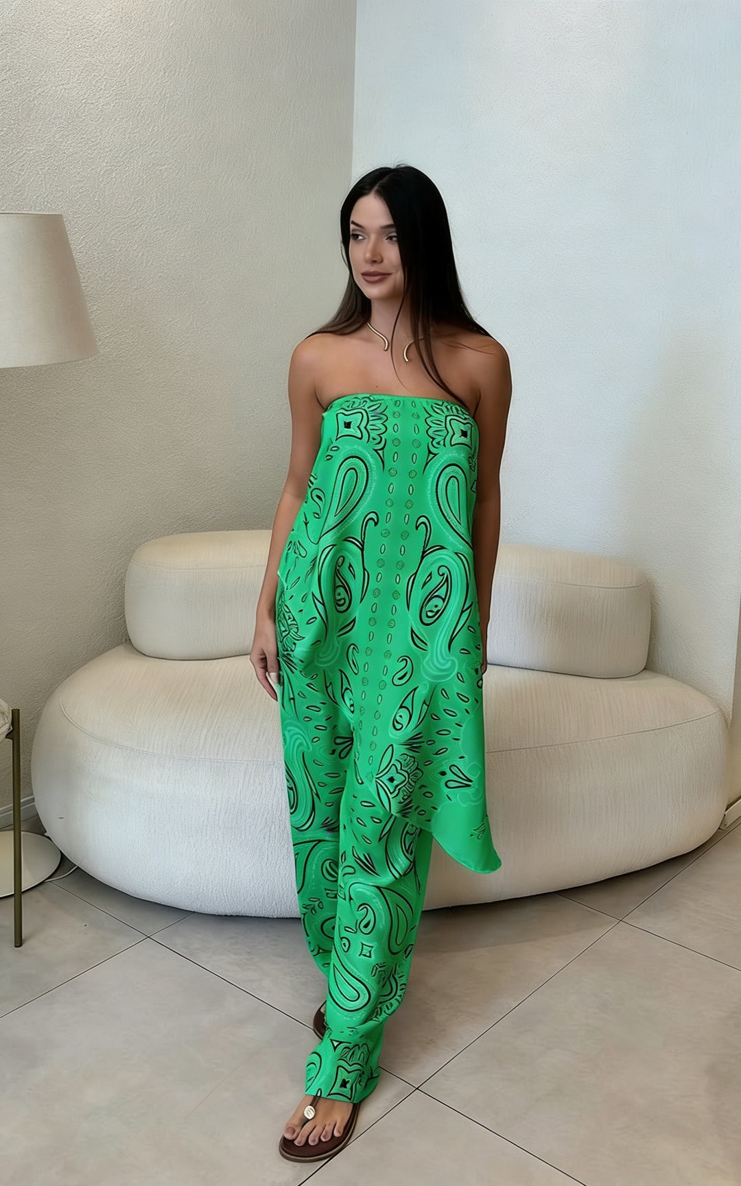 Damer casual jumpsuit med vid snitt och stiligt mönster Skjora