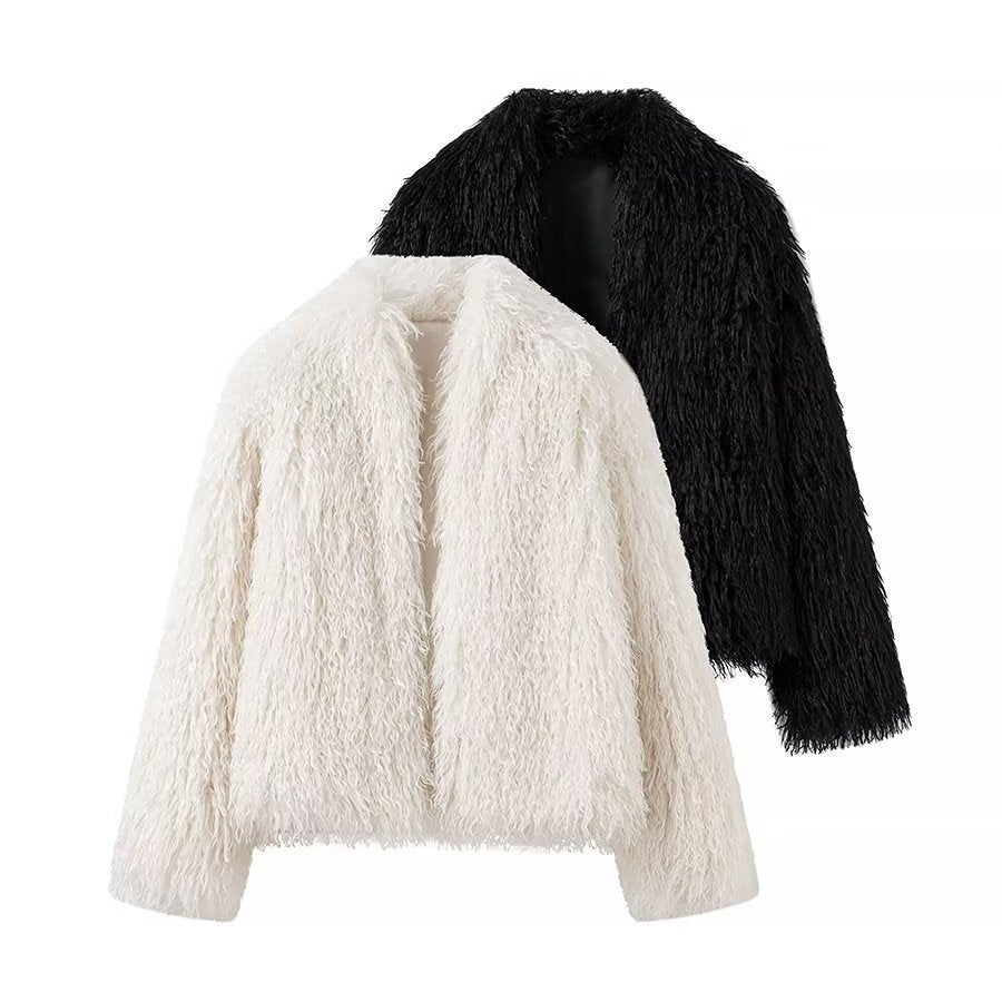 Dames Cozy Plush Jakke med Moderne Snitt og Mykt Materiale