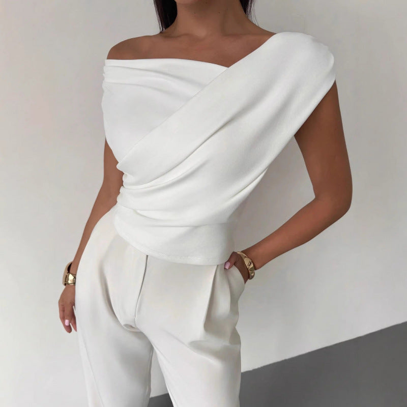 Dame innpakningsoverdel med mykt stoff og elegant design Skjora