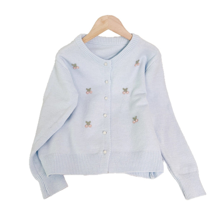 Kvinnenes finstrikkede cardigan med leken blomsterbroderi Skjora
