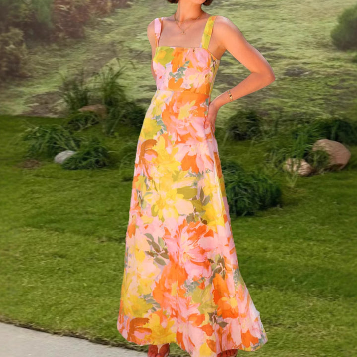 Kvinne maxi kjole med blomster mønstre Skjora