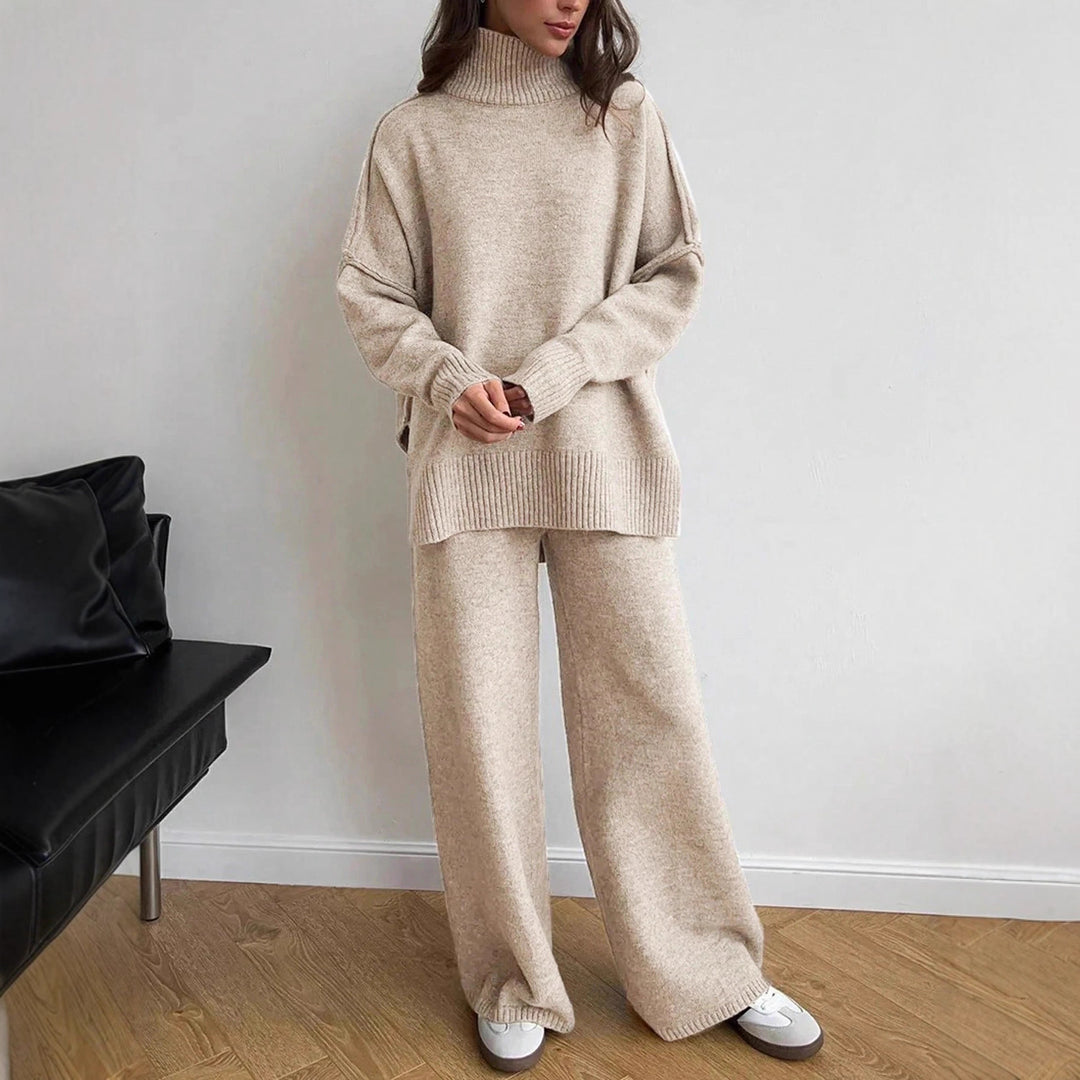 Kvinner avslappende fleece loungewear sett med høy krage Skjora