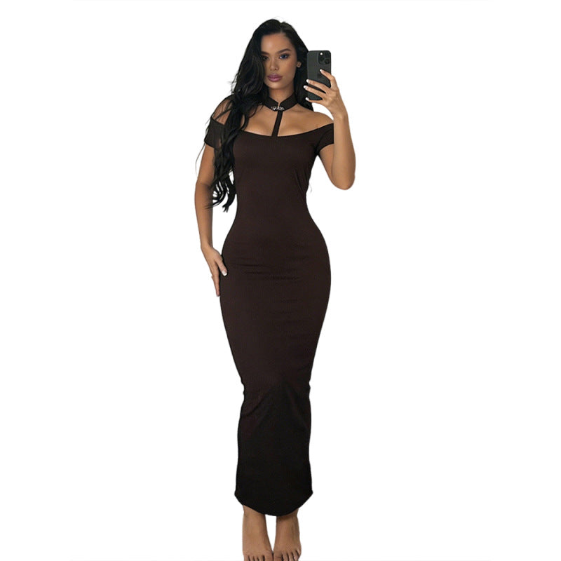 Damer Off-Shoulder Maxikjole med elegant Choker Skjora
