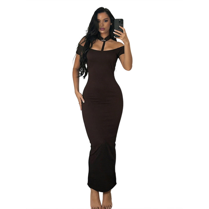 Damer Off-Shoulder Maxikjole med elegant Choker Skjora