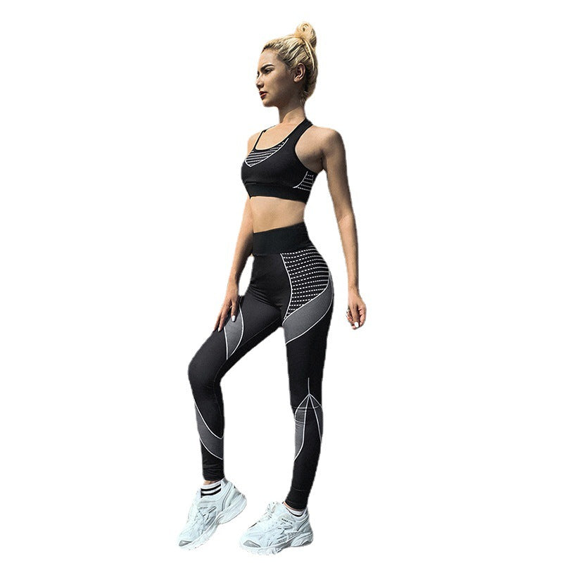 Damer sporty treningssett med høy ytelse BH og figurnær leggings Skjora