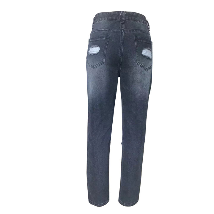 Dame Z destroyed jeans med høy midje og avslappet snitt Skjora