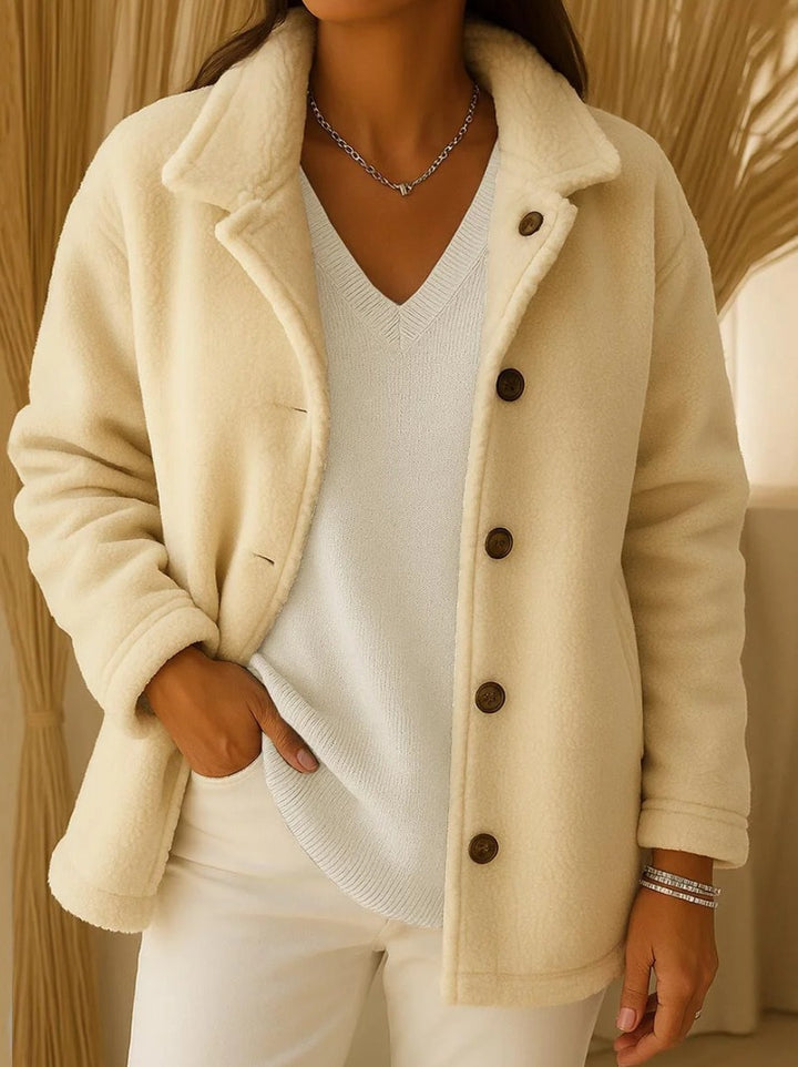Women Fleece Jacket with Button Details Skjora
