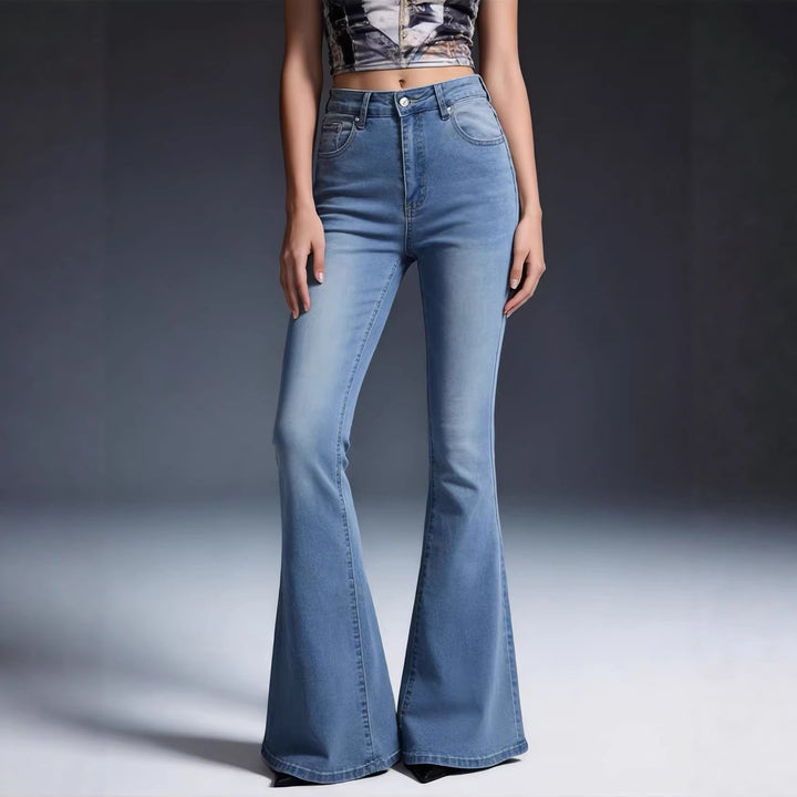 Dame Bootcut Jeans med høy midje og trendy vask Skjora