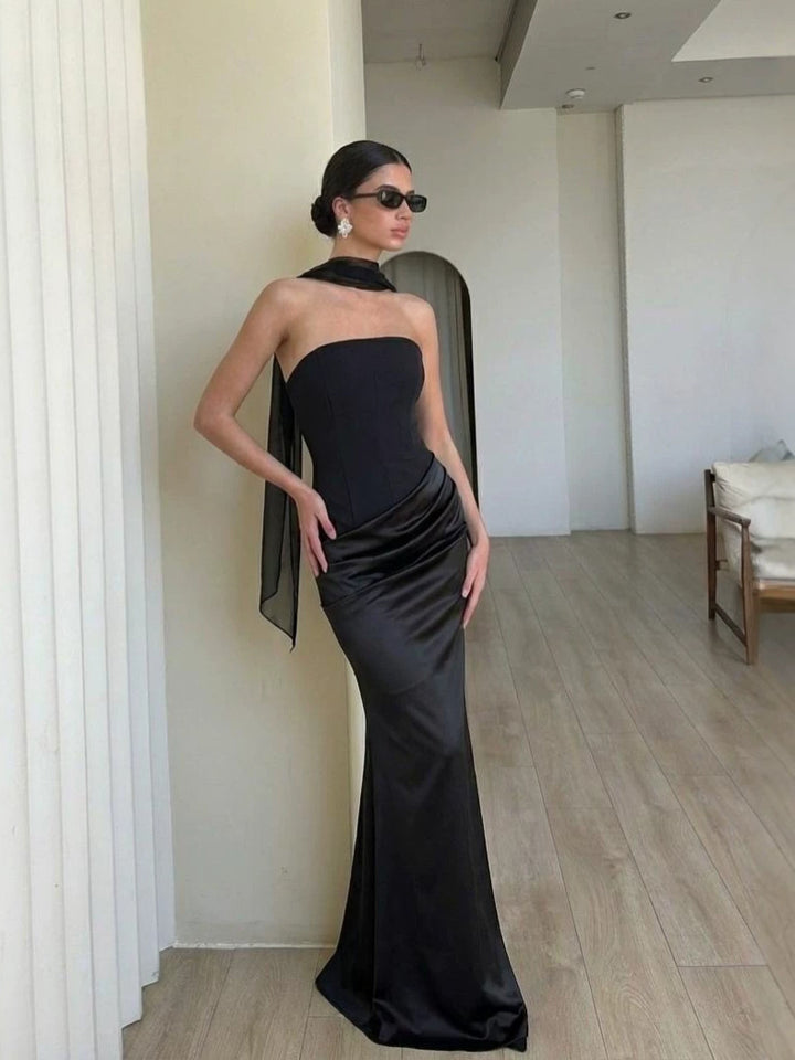 Dame Bodycon Kveldskjole med elegant Drapering Skjora